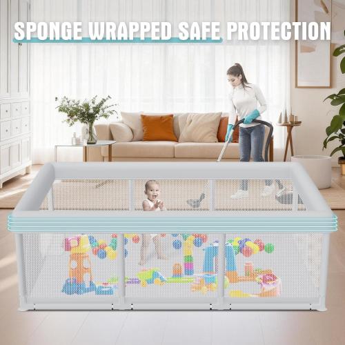 Baby Playpen 74x50 Inch, Play Pens for Babies and Toddlers Baby Fence Play Yards for Indoor & Outdoor with Breathable Mesh Anti-Fall Playpen (74x50)