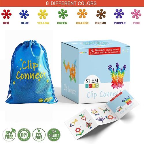 Clip Connect 100 Pieces | Diameter 1.5, Interlocking Solid Plastic Building Blocks Set Early STEM Educational Toy for Preschool Kids Boys and Girls, Promotes Fine Motor Skills & Sensory Development