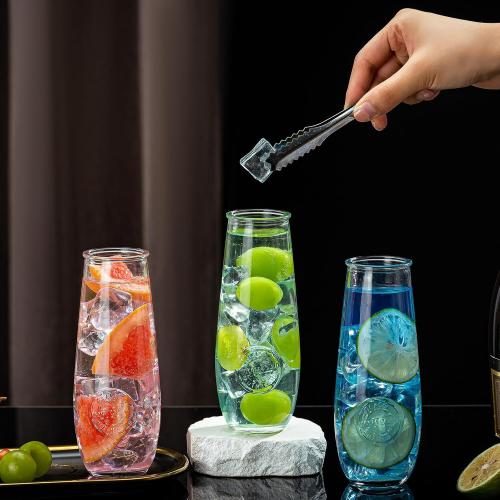 Stemless Champagne Flutes Set of 24, 10 oz Champagne Glasses, Toasting Glasses, Prosecco Mimosa Glasses, Made Of Recycled Glass, Embossed Stemless Champagne Flutes for Wedding, Party, Easter