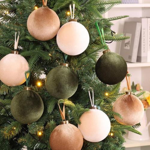 9 PCS Velvet Christmas Balls Ornaments 4inch& 6inch Christmas Large Ball Set for Xmas Tree Decor, Holiday Home Party (Mixed Colors 1, 4inch)