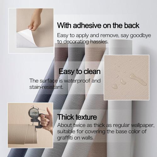 24in X 393in Grasscloth Peel and Stick Fabric Textured Contact Paper for Cabinets, Linen Wallpaper Vintage Matte Frosted Waterproof Flax Luxury Wallpaper for Bedroom Kitchen (Light Brown)