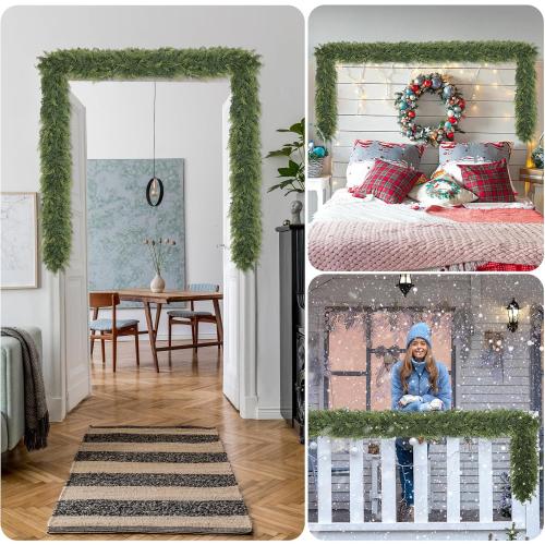 3 Pcs 6FT Christmas Cedar Garland Artificial Realistic Faux Green Cedar Pine Garland Real Touch Christmas Garland for Xmas Home Decoration Indoor Stairs Railing Fireplace Outdoor