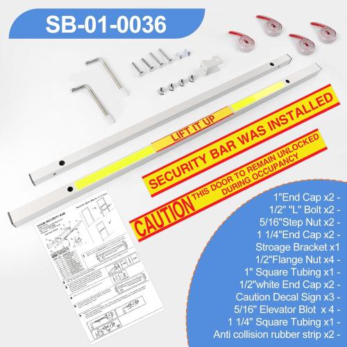 Door Security Bar for 36-inch Outswing Doors Security Bar Heavy - Duty Metal Security Pole Door Safety Bar Installation Completed in 30 min SB-01-0036