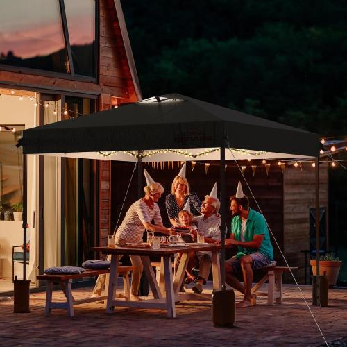 10x10 Pop Up Canopy with Sidewalls, Easy Up Canopy Tent, Heavy Duty Tents for Parties, One Person Set Up Event Tent, Black