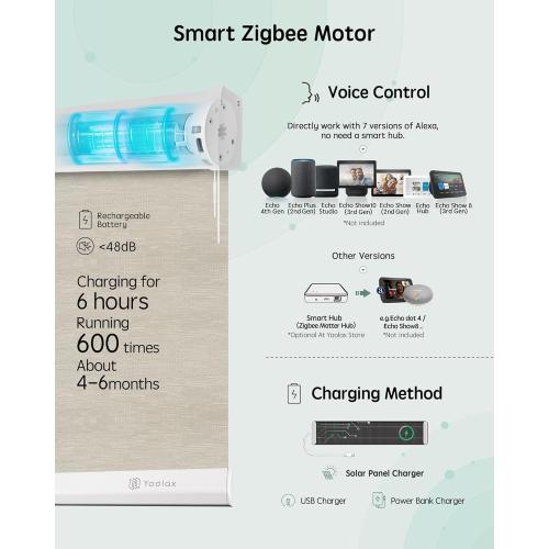Yoolax Motorized Blinds with Remote, 100% Blackout Smart Blinds for Bedroom Home Office, Automatic Roller Window Shades Work with Alexa Voice Control, with Valance (Jacquard Coffee, 36 W x 72 H)