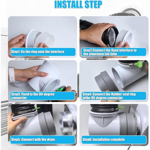 Upgrade Dryer Vent Hose for Tight Space, Dryer Vent Hose Kit, 90 Degree Dryer Vent Elbow with Dual Silicone Seal Connector, Dryer Cleaning Kit, High Sealability, Dryer Vent Vacuum Hose Attachment