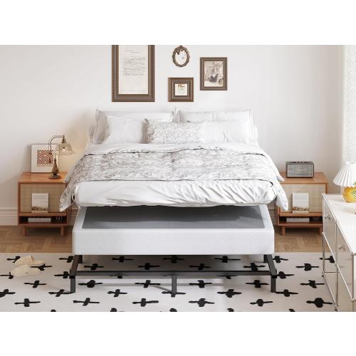 Box Spring Queen 5 inch only Low Profile Heavy Duty Metal Mattress Foundation Max Weight Capacity Strong Steel Structure Quiet Simple Assembly Extra-Strong Support No Noise Easy to Clean (MISSING BOLT)