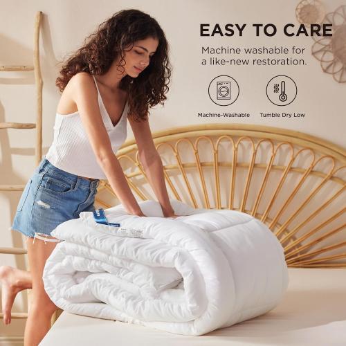 Bedsure Comforter Duvet Insert - Quilted Comforters Queen Size, All Season Duvet, Down Alternative Bedding, with 8 Tabs, Gifts for Women/Men, White, Queen 88 x 88 Inches