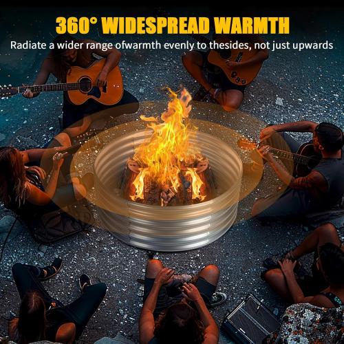 Silver 48 inch Fire Pit Ring, 4FT Galvanized Fire Ring, Wood Burning Fire Pits Ring, Outdoor Fireplace Height 18 Inch, Round Camp Fire Ring, Bonfire Pit for Camping, Backyard (4x4x1.5FT)