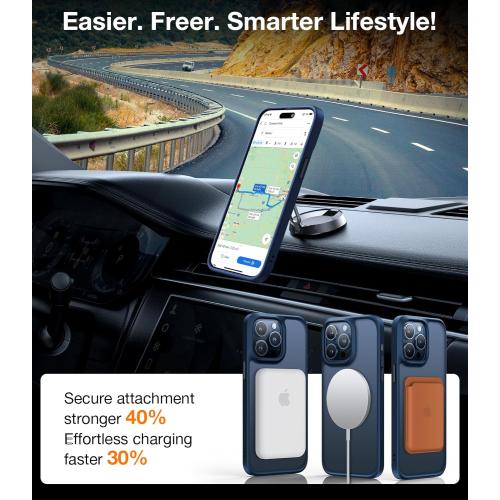 TORRAS Magnetic Guardian Designed for iPhone 15 Pro Max Case, Military Grade Drop Tested, Compatible with MagSafe, Slim Case for iPhone 15 Pro Max Phone Case (6.7) 2023, Blue Titanium