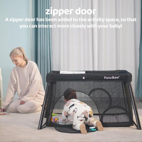 Color Black Pamo Babe Travel Crib Lightweight Playpen Baby Playard with Bassinet Portable Mini Playard