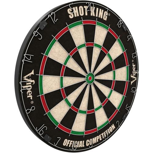 Viper by GLD Products Shot King Regulation Bristle Steel Tip Dartboard Set with Bullseye Metal Radial Spider Wire Compressed Sisal Board with Rotating Number Ring Includes 6 Darts Black