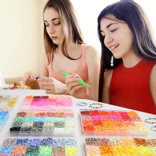 Redtwo 30000 Pcs Clay Beads Bracelet Making Kit, 9 Boxes 192 Colors Friendship Bracelet Kit Flat Polymer Heishi Beads for Jewelry Making, Crafts Gift for Girls Ages 6-12