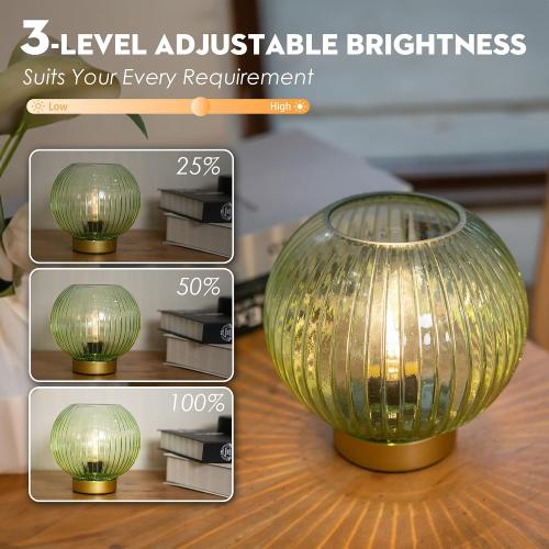 Battery Operated Lamp with Remote Control,Battery Powered Table Lamps with Timer&Replaceable LED Blub,Dimmable Brightness Small Lamp for New Home Gift Decorative Corner Bedroom (Green)
