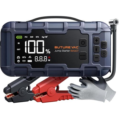 Portable 10-in-1 Car Battery Jump Starter with Air Compressor 8000A 160PSI 45W Charger, Jump Starter Jump Box (All Gas 14L Diesel), Car Battery Jumper Starter Portable Jumper Cables, Gloves, Lights