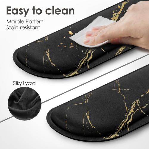 Gimars Upgrade Enlarge Silky Gel Memory Foam Wrist Rest for Computer Keyboard, Mouse, 3 PCS, Ergonomic Keyboard Wrist Rest for Typing Pain Relief, Mousepad Rests Wrist Support for Office Gaming Marble