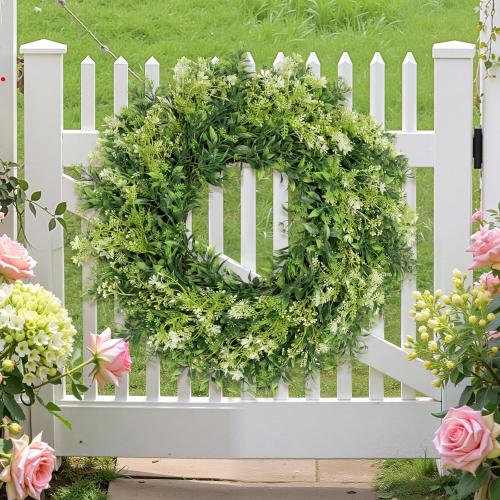 28 Inch Large Eucalyptus Wreaths for Front Door Artificial Green Leaves Greenery Indoor Outdoor Wreath Home Decor Porch Window Wall Farmhouse Door Decorations Spring Summer Fall All Seasons
