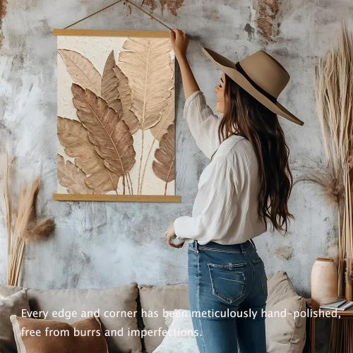 Artmag Magnetic Poster Hanger Frame, 24x36 24x32 24x18 Light Wood Wooden Magnet Canvas Artwork Print Poster Hanger Frames Hanging Kit (Teak Wood, 24)