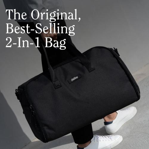 Halfday Convertible 2-in-1 Garment Duffel Weekender Bag 45L | Wrinkle-Free Travel, Hanging Suit Compartment, Shoe Pockets, Trolley Sleeve. Durable & Water-Resistant Carry-On, Shadow