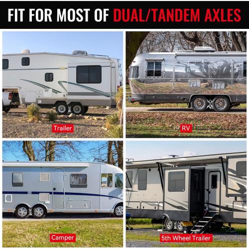 AUH X-Shape Wheel Chocks Stabilizer for RV Travel Trailer Trucks | 2 Pack Silver Dual Axel Camper Wheel Chock Stabilizer for Anti-Motion Tire with Portable Bag and Wrench