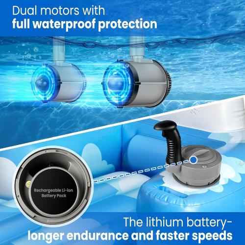 GIGIGO Motorized Pool Float for Adults, Rechargeable Electric Lounger | Rechargeable, Inflatable Lounger, Dual Power System, 360° Steering, Adult Size, Pool Toys for Lake, River, Party, Vacation