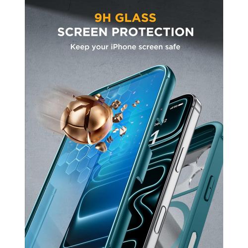 Miracase for iPhone 17 Pro Max Case 6.9 Full-Body Phone Case with Built-in Glass Screen Protector& Full Camera Protector,[Magnetic with MagSafe] Drop Proof 17 ProMax Cover, Green