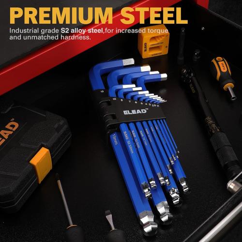 ELEAD Jumbo Hex Key Allen Wrench Set | 13-Piece Metric 2-19mm | Long Ball End Durable S2 | Automotive | Mechanic | Furniture | Professional Grade Tools