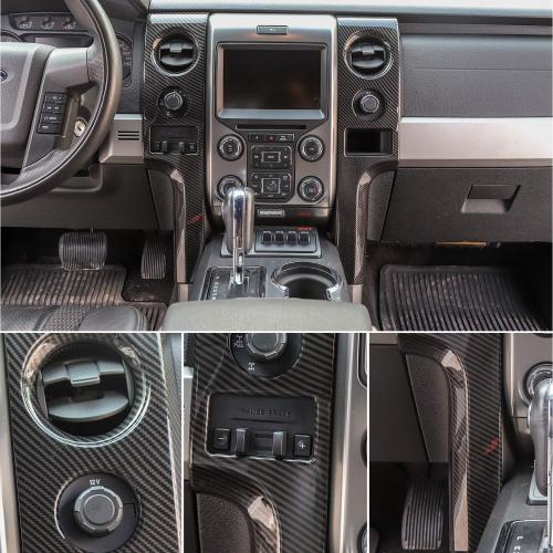 Voodonala Central Console Panel Frame Outlet Vent Trim for Ford F150 Raptor 2009-2014(Carbon Fiber Black) 2Pcs