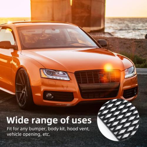 AggAuto 47x16 ABS Plastic Universal Car Grill Mesh, Automotive Grille Insert Bumper Rhombic Hole 10x30mm Grids Black