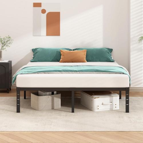 Metal Platform Bed Frame 14 Inch Tall,No Box Spring Needed,Twin Size Bed with Heavy Duty Strong Support Slats,Easy to Assemble,Black