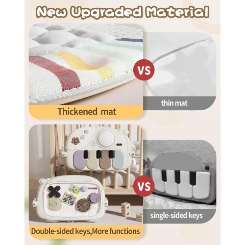 STACTCUTE Baby Play Mat Baby Toys,Baby Gym Tummy Time Play Piano Activity Mat with 5 Infant Sensory Toys,Music & Light Infant Newborn Gifts for Babies Toddlers 0-3 6-9 11 12 Months.