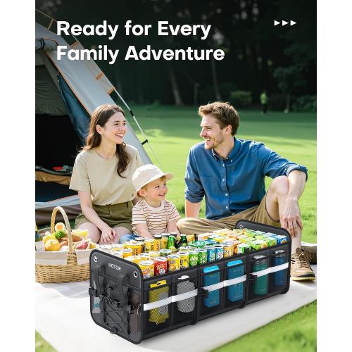 HOTOR Trunk Organizer for SUV – Car Storage Box with Reflective Strips, Collapsible Car Organizer with Large Capacity, Essential Car Accessories for Truck, Van & Sedan, Black, 33.1 x 13.0 x 12.0