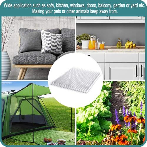 8 Pack Cat Deterrent Outdoor/Indoor Scat Mat, Pet Deterrent Training Mats, Keep Cats/Dogs Away Plastic Mats with Spikes, 12 Sq.ft, 16 x 13 Inches