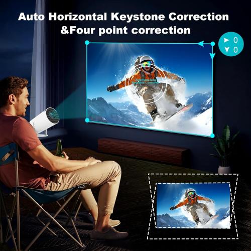 Mini Projector, HY300 PRO Portable Projector, Support 4K 1080P with Dual-Band WIFI6 5G Wireless 5.2 Bluetooth Android 13, 180° Rotatable, Auto Keystone Correction, 35-130 Screen Video Projector