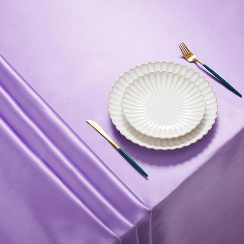 1 Pack Satin Table Cover Rectangle Silkly Soft Table Cloth, Satin Dining Table Cloths for Wedding Banquet Table Decoration, Dining Room, Indoor and Outdoor Use, 60 x 84 Inches, Light Purple