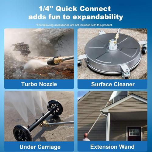 5000PSI 4.0GPM Heavy Duty Power Cleaner with 33 FT Extension Hose, 4 Quick Connect Nozzles and Foam Cannon for Cars/Fences/Driveways/Patios/Home Cleaning, Blue