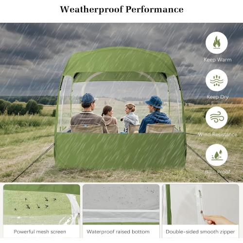 Raynesys Sports Tent, Portable & Foldable Pop Up Tents Shelter for 1-4 Person, Instant Weather Proof Clear View Bubble Tent with Carry Bag for Watching Sports Events, Camping, Fishing, Green