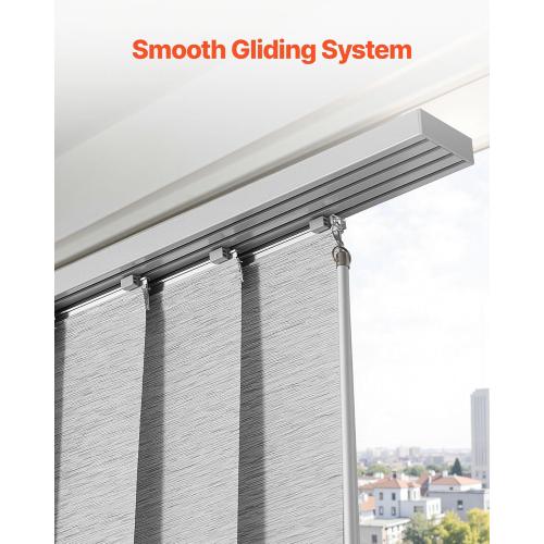 VEVOR Panel Track Blinds, Extendable Track from 45.8 in to 86 in W, Trimmable Panel Curtains Up to 96 in H, Adjustable Vertical Panel Blinds for Sliding Doors, Patio Doors, Room Divider, Window, Gray