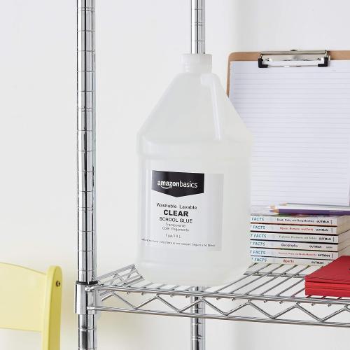 Amazon Basics All Purpose Washable Clear Liquid School Glue for Making Slime, Paper, Cardboard, Wood, Craft Projects, 128 fl oz