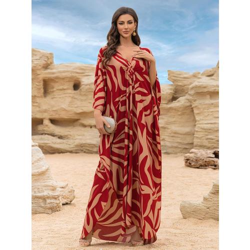 Women’s Kaftan Beach Cover Up Dress Plus Size Summer Swimsuit Loungewear Maxi Dress