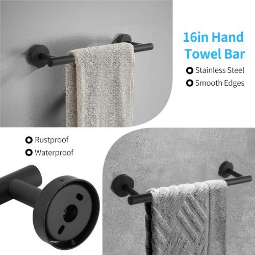 10PCS Matte Black Bathroom Hardware Set, Bathroom Accessories Set Include 24&16 inch Towel Bar, Robe Hook, Towel Ring, Toilet Paper Holder