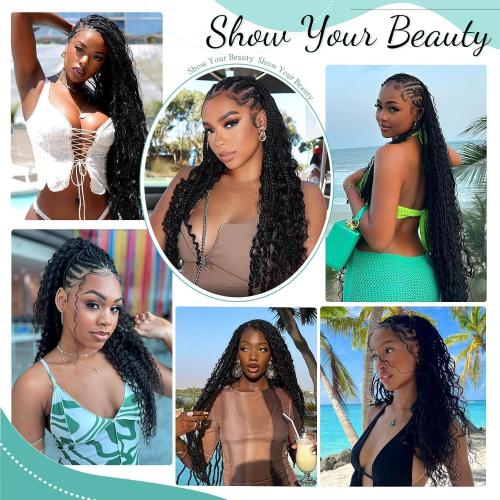 MOTFIN Human Braiding Hair for Boho Braids 20 Inch Curly Wave Bulk Bundles