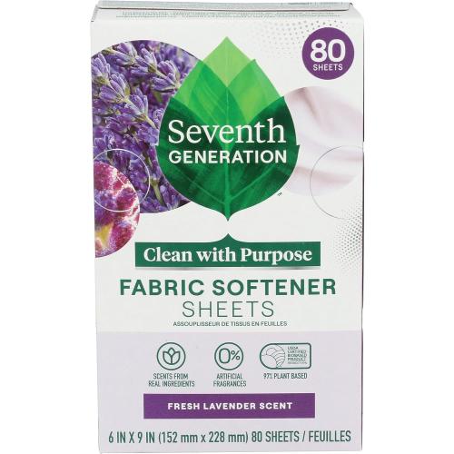 Seventh Generation, Fabric Softener Sheets Lavender, 80 Count
