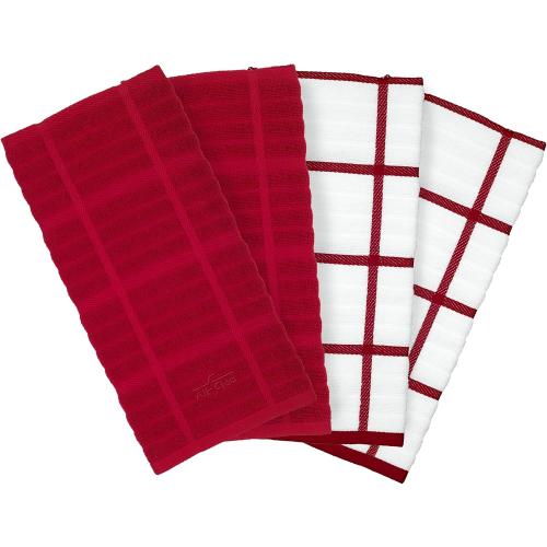 All-Clad Solid & Coordinate Kitchen Towels: Highly Absorbent, Super Soft Long Lasting 100% Cotton, 17 x 30 Tea Towels for Cleaning & Drying Dishes, Pans, Glassware, Countertops, 6-Pack, Chili