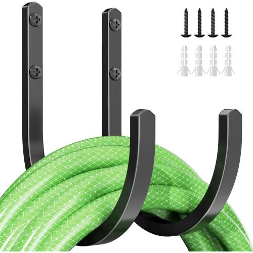Garden Hose Holder Wall Mount - Aluminum Hose Hanger for Outside, Durable Wall-Mounted Hooks for Garden & Outdoor Use（2 Hooks）