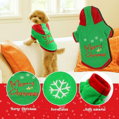 HYLYUN Puppy Christmas Outfit 2 Packs - Small Dog Christmas Outfits Pet Santa Claus Suit Dog Hoodies for Small Dogs and Cats L