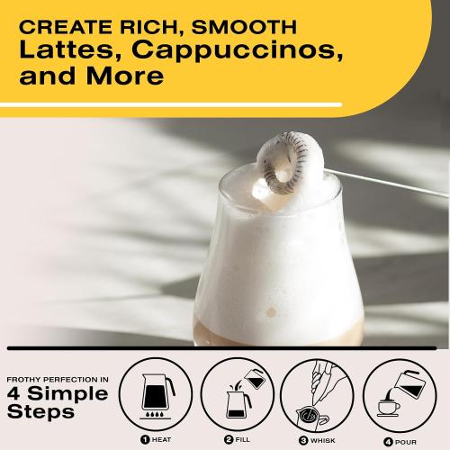 Bean Envy Milk Frother Handheld for Coffee - Electric Hand Blender, Mini Drink Mixer Whisk & Coffee Foamer Wand with Stand for Lattes, Cappuccino, Matcha and Hot Chocolate - Kitchen Gifts - Red