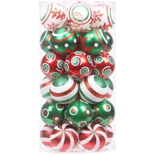 Sea Team 60mm/2.36 Set of Colorful Painted Sparkling Ornaments and Hanging Baubles for Christmas Tree - 30 Pieces