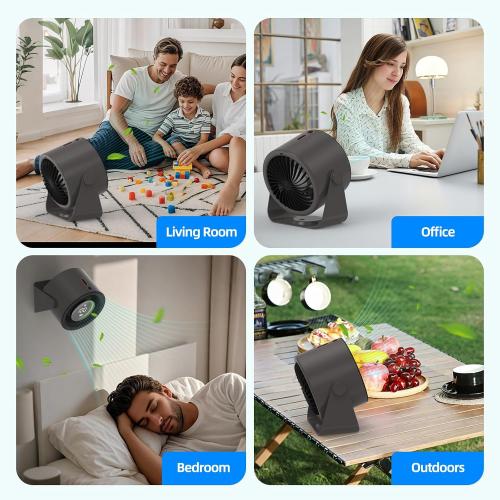 Bettdow BETTODW Desk Fan,100 High-Speed Wind Quiet Table Fans,12 Hours Cool Time,Digital Display,Adjustable Light Modes,Portable Fan for Home Office Kitchen Travel Camping-Gray