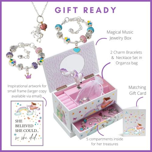 ABI   OLIE Kids Musical Jewelry Box for Girls 8-12 - Music Box for Girls - Princess Castle Unicorn Theme